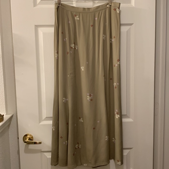 DAVID DART(NEIMAN MARCUS) SKIRT SET-REVERSIBLE VEST SZ XL MOSS/FLORAL RAYON - Picture 6 of 9